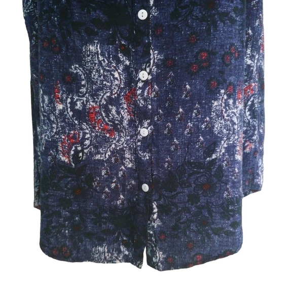 Le Grenier Button Down Blouse Blue Ted White  M - Picture 3 of 9